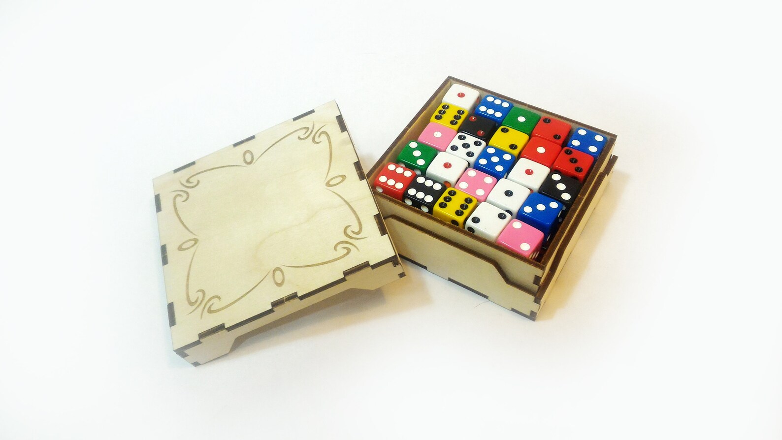 Laser cut Dice Box With Borders and RPG Symbols for Etsy