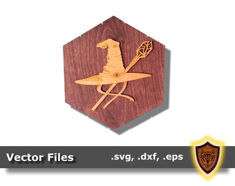 Laser cut Wizard's Hat Fantasy Wall Art - (vector files) digital download