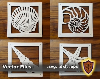 貝殻の壁アート - レーザーファイル - クラフト - CNC - svg - dxf - eps (デジタルダウンロード)