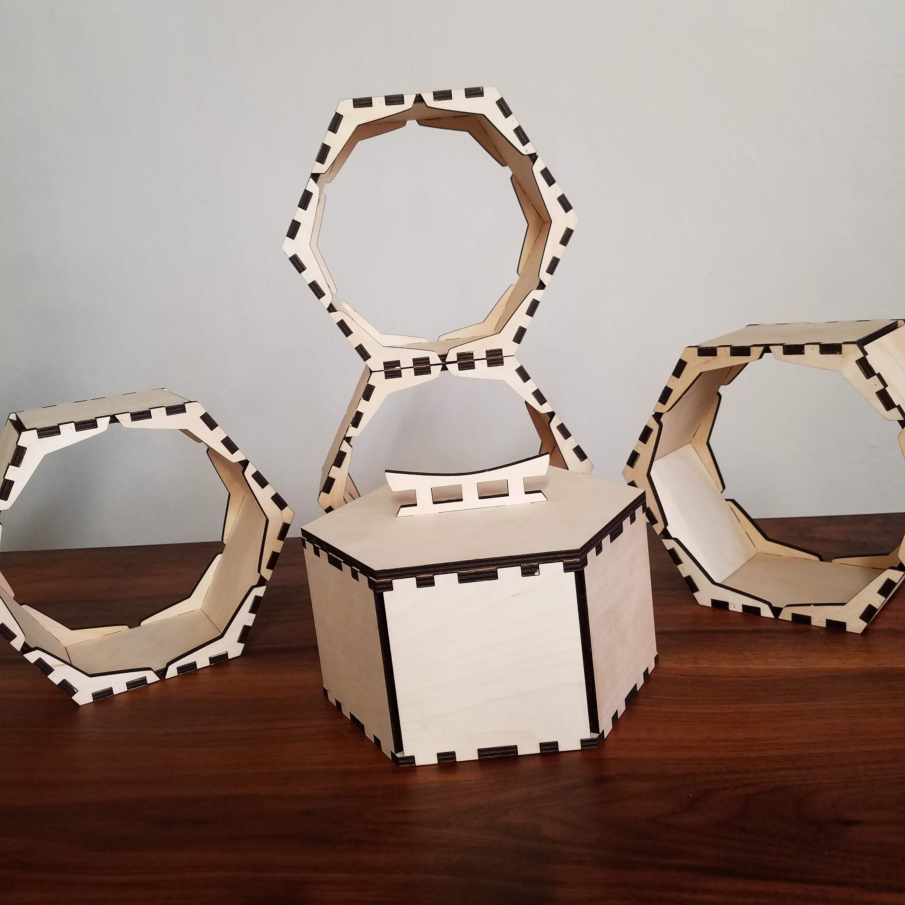 Laser Cut Hexagon Shelves and Box instant Download Etsy