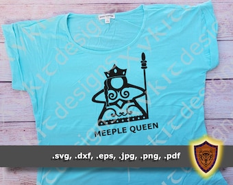 Meeple Queen - Silhouette - Board Game - Tabletop T-shirt SVG design - Craft Files (Digital Download)