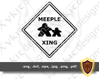 Meeple Crossing - Silhouette - Board Game - Tabletop T-shirt SVG design - Craft Files (Digital Download)