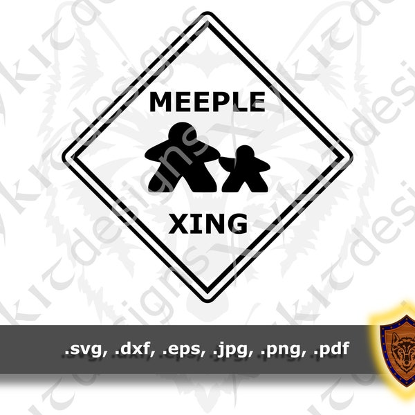 Meeple Crossing - Silhouette - Board Game - Tabletop T-shirt SVG design - Craft Files (Digital Download)