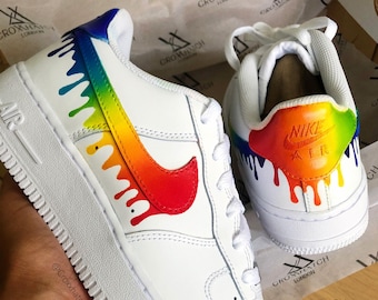 igualdad Tractor Stevenson Rainbow Dripping Paint Swoosh Custom Nike Air Force 1 Sneakers - Etsy