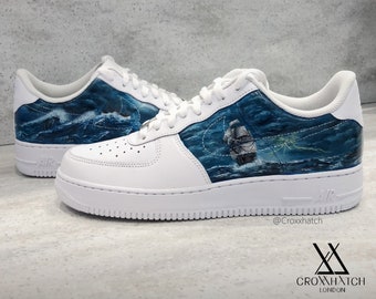 Zapatillas Nike Air Force 1 personalizadas Storm Force I con paisaje marino pintado