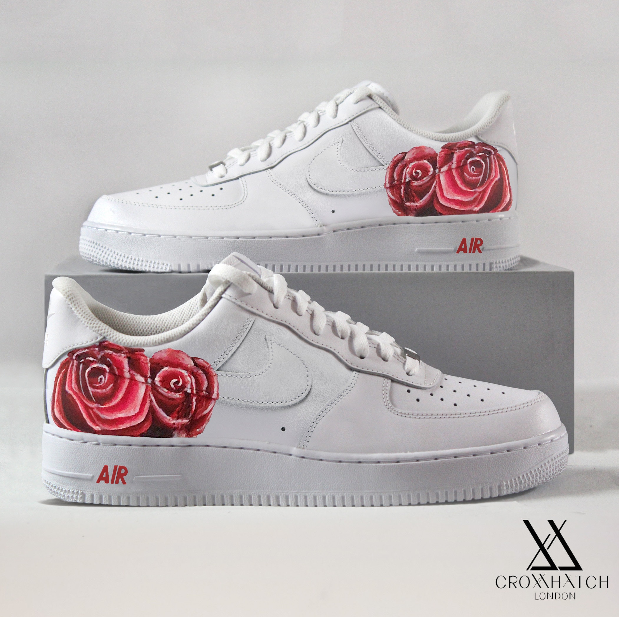 Nike Air Force 1 LV8 Size 5C Infant Toddler White Red Rose Smiley Face  Sneakers