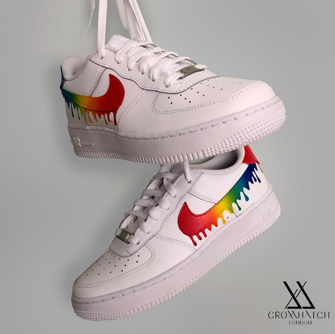 Rainbow Dripping Paint Swoosh Custom Nike Air Force 1 Sneakers - Etsy