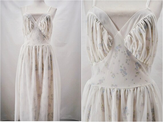 1950’s RO JENE Negligee | Floral Nylon slip