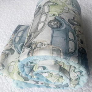 Newborn Baby Blanket, Baby Boy Blanket, VW Beetle Blanket, Baby Girl Blanket, Nursery Blanket, VW Beetle Quilt, Gift Blanket, Retro zdjęcie 8