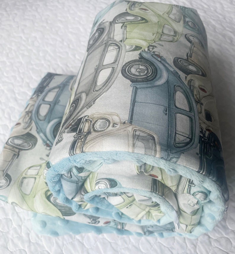 Newborn Baby Blanket, Baby Boy Blanket, VW Beetle Blanket, Baby Girl Blanket, Nursery Blanket, VW Beetle Quilt, Gift Blanket, Retro zdjęcie 8