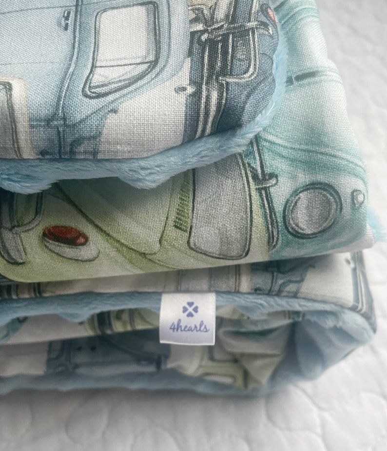 Newborn Baby Blanket, Baby Boy Blanket, VW Beetle Blanket, Baby Girl Blanket, Nursery Blanket, VW Beetle Quilt, Gift Blanket, Retro zdjęcie 6