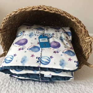 Nursery Minky set, Nursery Minky Blanket, Minky bedding set, Premium Blanket, Baby pillow, Baby Blanket, Star, Balloons, Baby, Navy Blue zdjęcie 5