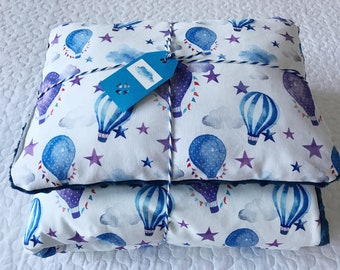 Nursery Minky set, Nursery Minky Blanket, Minky bedding set, Premium Blanket, Baby pillow, Baby Blanket, Star, Balloons, Baby, Navy Blue