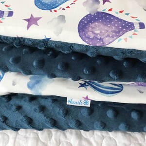 Nursery Minky set, Nursery Minky Blanket, Minky bedding set, Premium Blanket, Baby pillow, Baby Blanket, Star, Balloons, Baby, Navy Blue zdjęcie 4