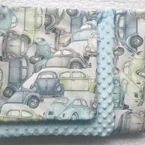 Newborn Baby Blanket, Baby Boy Blanket, VW Beetle Blanket, Baby Girl Blanket, Nursery Blanket, VW Beetle Quilt, Gift Blanket, Retro zdjęcie 3