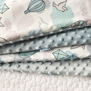 Cobertor Minky para berçário, conjunto Minky para berçário, conjunto de cama Minky, cobertor premium, travesseiro de bebê, roupa de cama, roupa de cama, cobertor de bebê, céu, chá de bebê