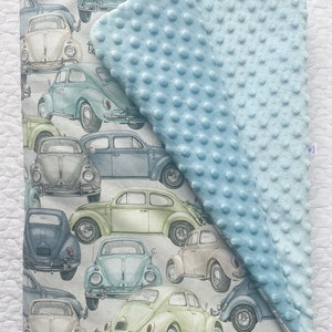 Newborn Baby Blanket, Baby Boy Blanket, VW Beetle Blanket, Baby Girl Blanket, Nursery Blanket, VW Beetle Quilt, Gift Blanket, Retro zdjęcie 4