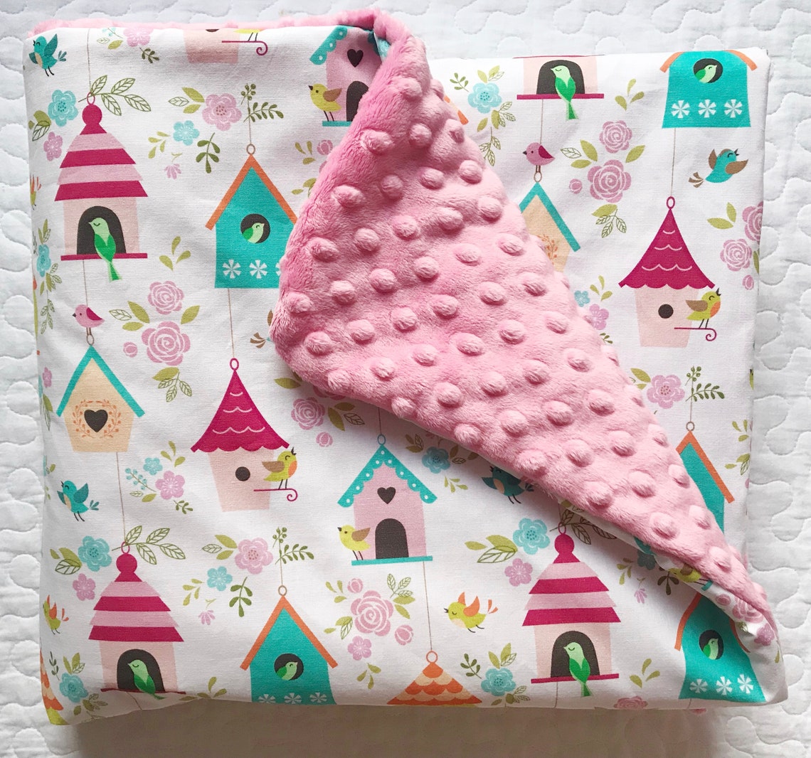 Girl Blanket, Newborn Blanket, Birds Blanket, Birds Baby, Baby Girl