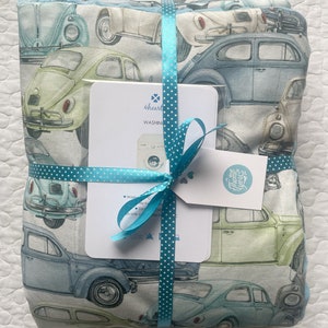 Newborn Baby Blanket, Baby Boy Blanket, VW Beetle Blanket, Baby Girl Blanket, Nursery Blanket, VW Beetle Quilt, Gift Blanket, Retro zdjęcie 9