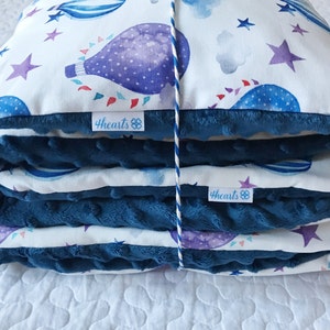 Nursery Minky set, Nursery Minky Blanket, Minky bedding set, Premium Blanket, Baby pillow, Baby Blanket, Star, Balloons, Baby, Navy Blue zdjęcie 2