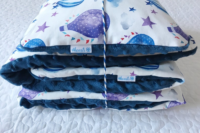 Nursery Minky set, Nursery Minky Blanket, Minky bedding set, Premium Blanket, Baby pillow, Baby Blanket, Star, Balloons, Baby, Navy Blue zdjęcie 2