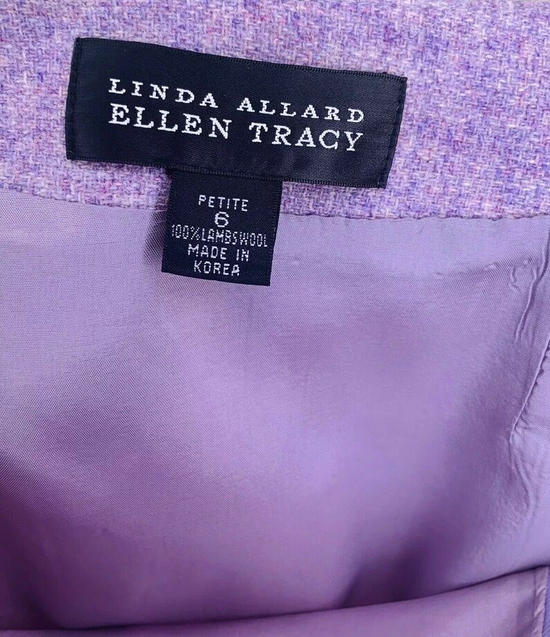 Linda Allard Ellen Tracy 100/% Lambswool 2 Piece Skirt Suit Size 6P /& 4P Ret 498