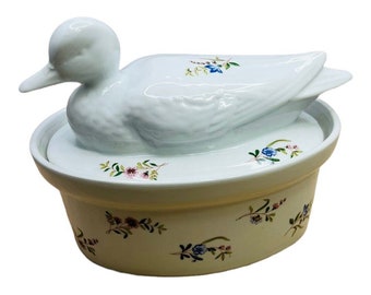 BIA Cordon Bleu Margot Casserole Dish Oval Covered Duck Oven Porcelain Floral