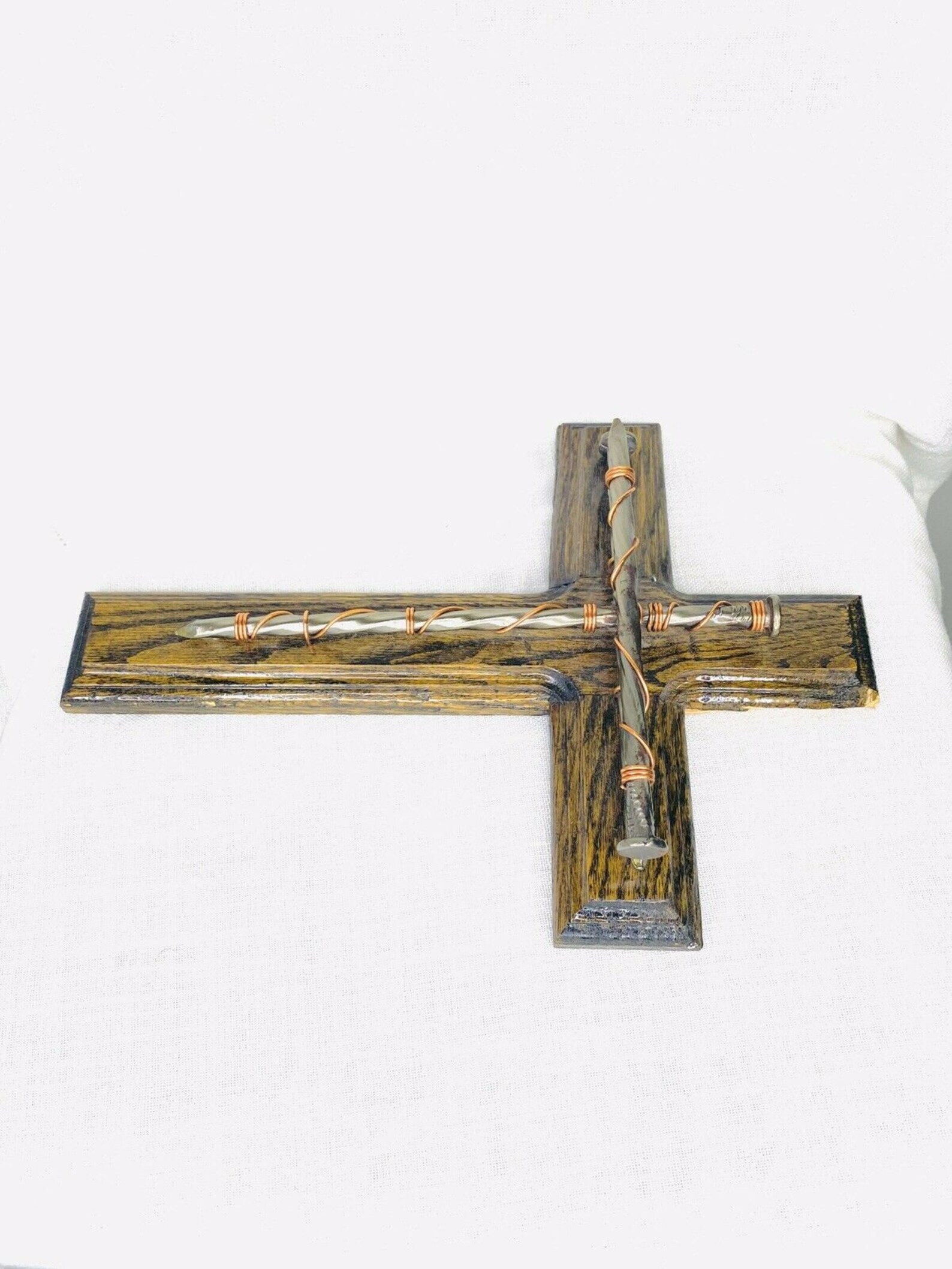 Vintage Wooden Wall Crucifix Cross with nails Approx 14 Etsy