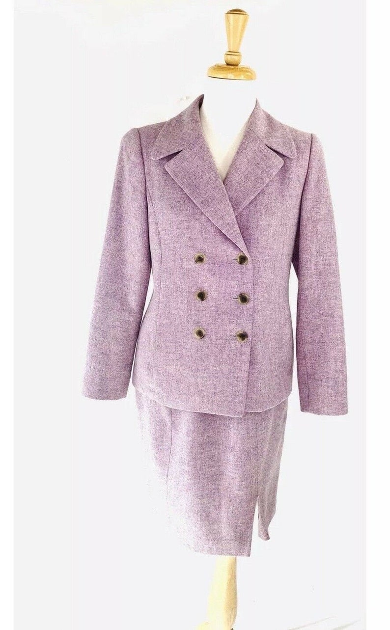 Linda Allard Ellen Tracy 100/% Lambswool 2 Piece Skirt Suit Size 6P /& 4P Ret 498