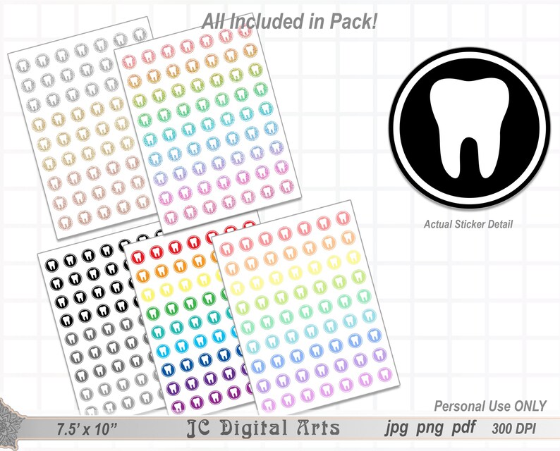 Dental Appointment Printable Planner Stickers 5 Color Sets Etsy