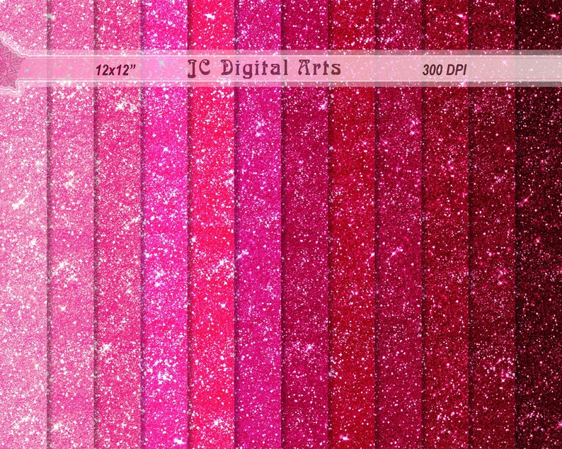 Download Hot Pink Colored Pink Sparkle Glitter Digital Paper Pack 12 Etsy