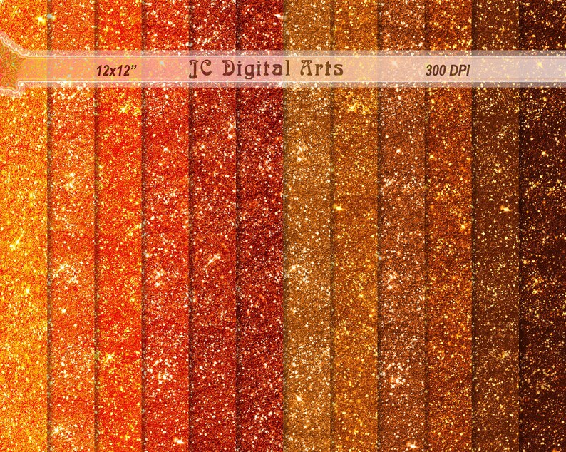 Download Orange Sparkle Glitter Digital Paper Pack 12 Shades Etsy