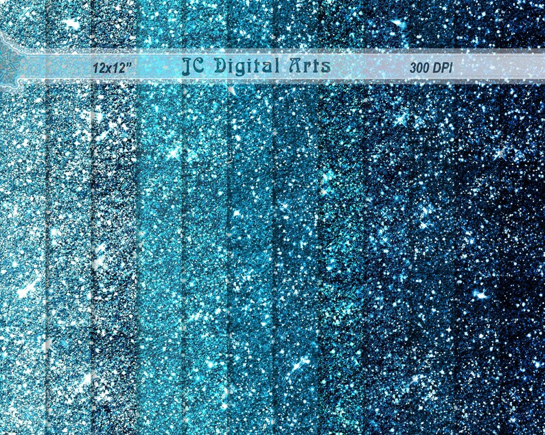 Download Ocean Blue Sparkle Glitter Digital Paper pack | Etsy