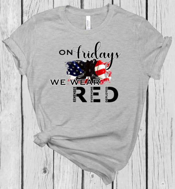 S-3X RED Fridays Star and Stripes Remember Everyone Deployed Red Ladies T-Shirt