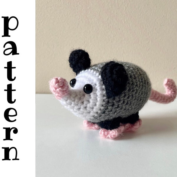 PATTERN: possum / opossum crochet amigurumi stuffed plush toy