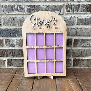 First Year Picture Display Frame, Baby Monthly Picture Frame, Custom Baby Frame, Custom Toddler Month Pictures