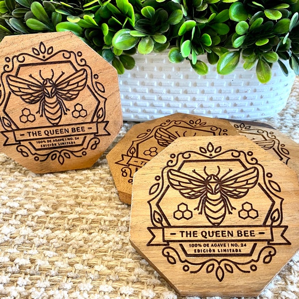 Custom Acacia Coasters, Personalized Acacia Coasters, Wood Coaster Set, Acacia Wood, Laser Engraved Coasters, Laser Cut Acacia Wood Coasters