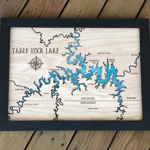 Table Rock Lake - Custom Large Wood and Acrylic Laser Cut Lake Sign