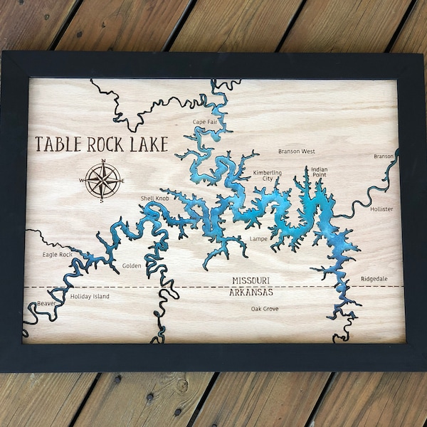 Table Rock Lake - Custom Large Wood and Acrylic Laser Cut Lake Sign