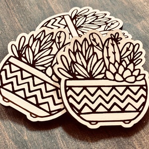 Succulent Coaster Set, Wood Coaster Set, Laser Engraved Coasters, Stocking Stuffer, Gift Set, Cactus Coasters, Succulent Wood Coasters