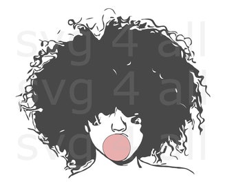 curly girl svg, mixed race person, black girl magic, afro svg, african american, svg, beauty svg, cricut svg, pixie cut, svg, bubble svg