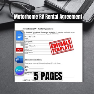 Motorhome RV Rental Agreement Template Printable RV Lease Agreement