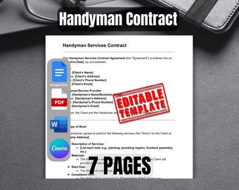 Handyman Contract Template | Handyman Services Contract Template Between Home Owner and Handyman