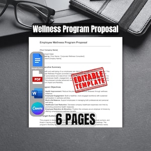 Wellness Program Proposal Template for Employee | Editable Corporate Wellness Plan | HR Health and Wellness Program