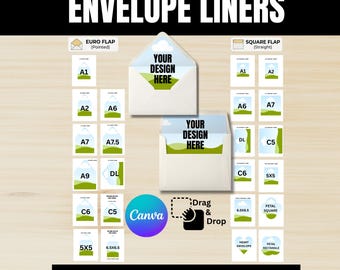 Envelope Liner Template Canva, Customizable Envelope Liner Canva Bundle, DIY Editable Printable Envelope Liner custom