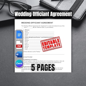 Wedding Officiant Agreement Template Customizable Ceremony Contract