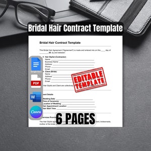 Bridal Hair Contract Template Customizable Wedding Hair Agreement for