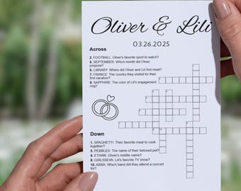 Plantilla de crucigrama de boda / Rompecabezas para crucigramas de boda / Crucigrama digital de boda / Crucigrama de novios