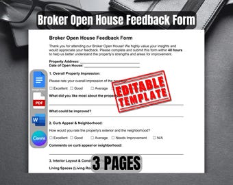Broker Open House Feedback Form Template | Brokers Open Feedback Form | Broker Open House Questionnaire