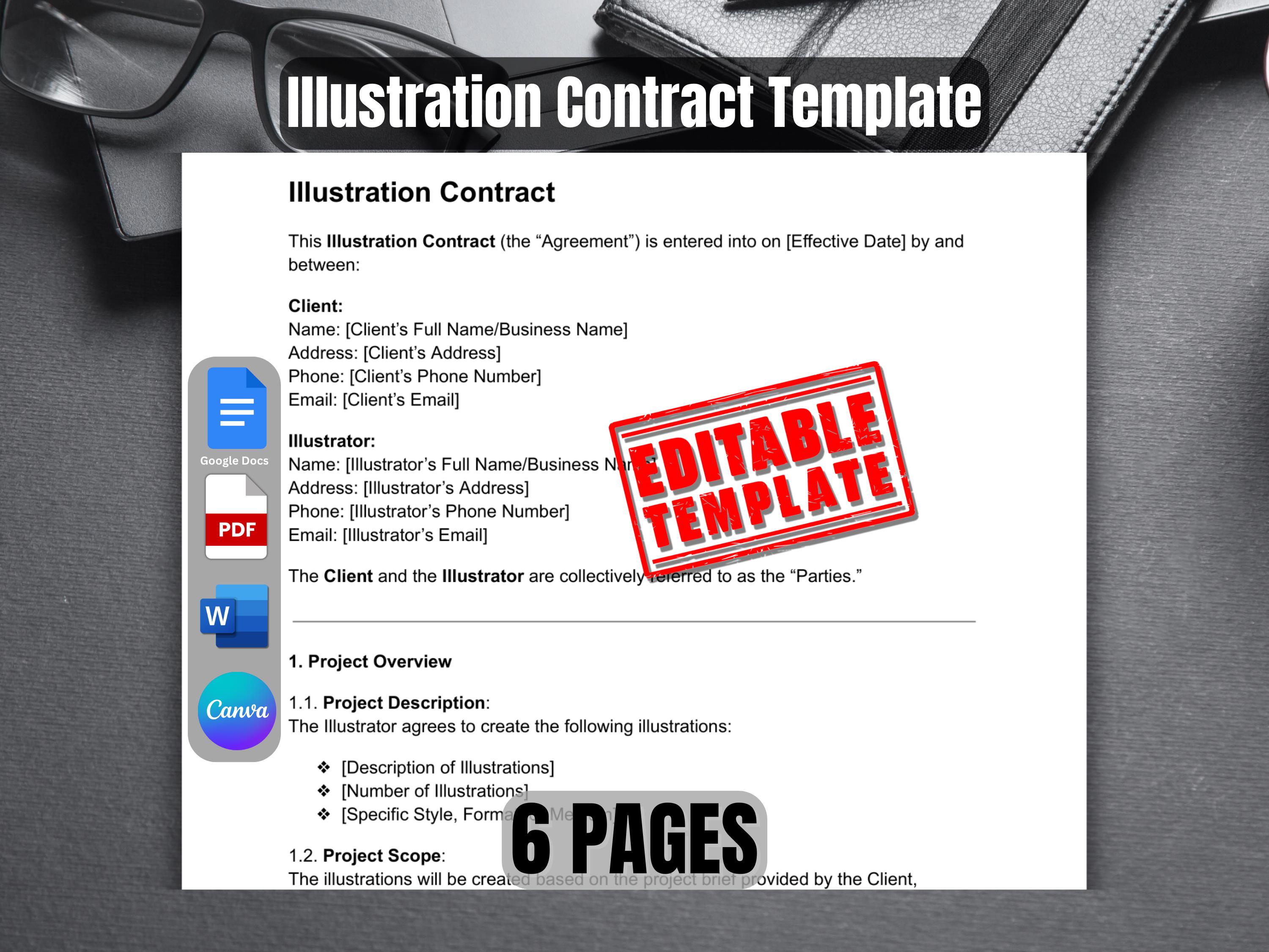 Editable Illustration Contract Template | Professional Agreement for ...